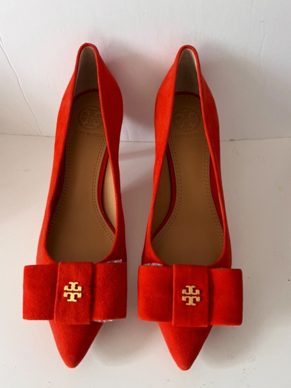 Tory Burch Pointed Toe suede  with bow Pumps kitten heel